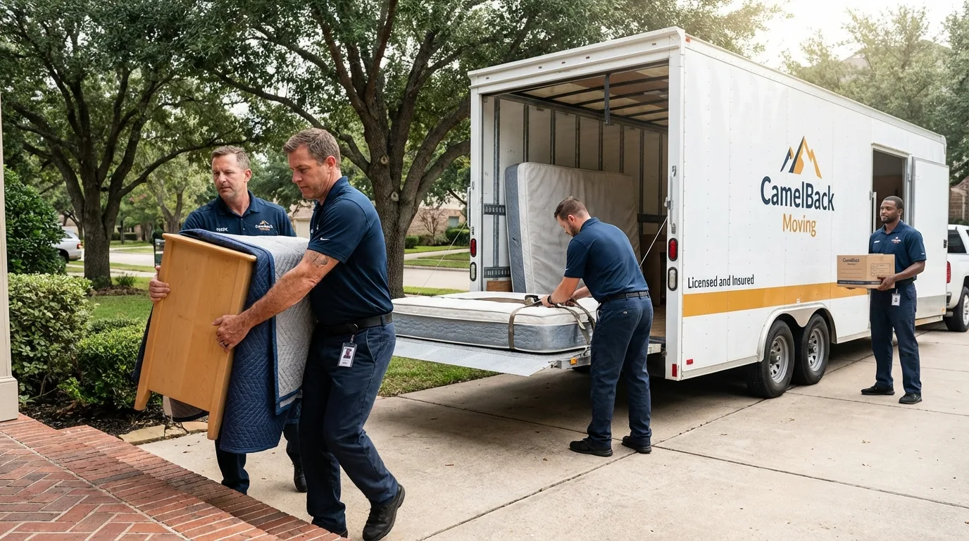 Crew loading residential truck for cross-state move from Corydon, IN