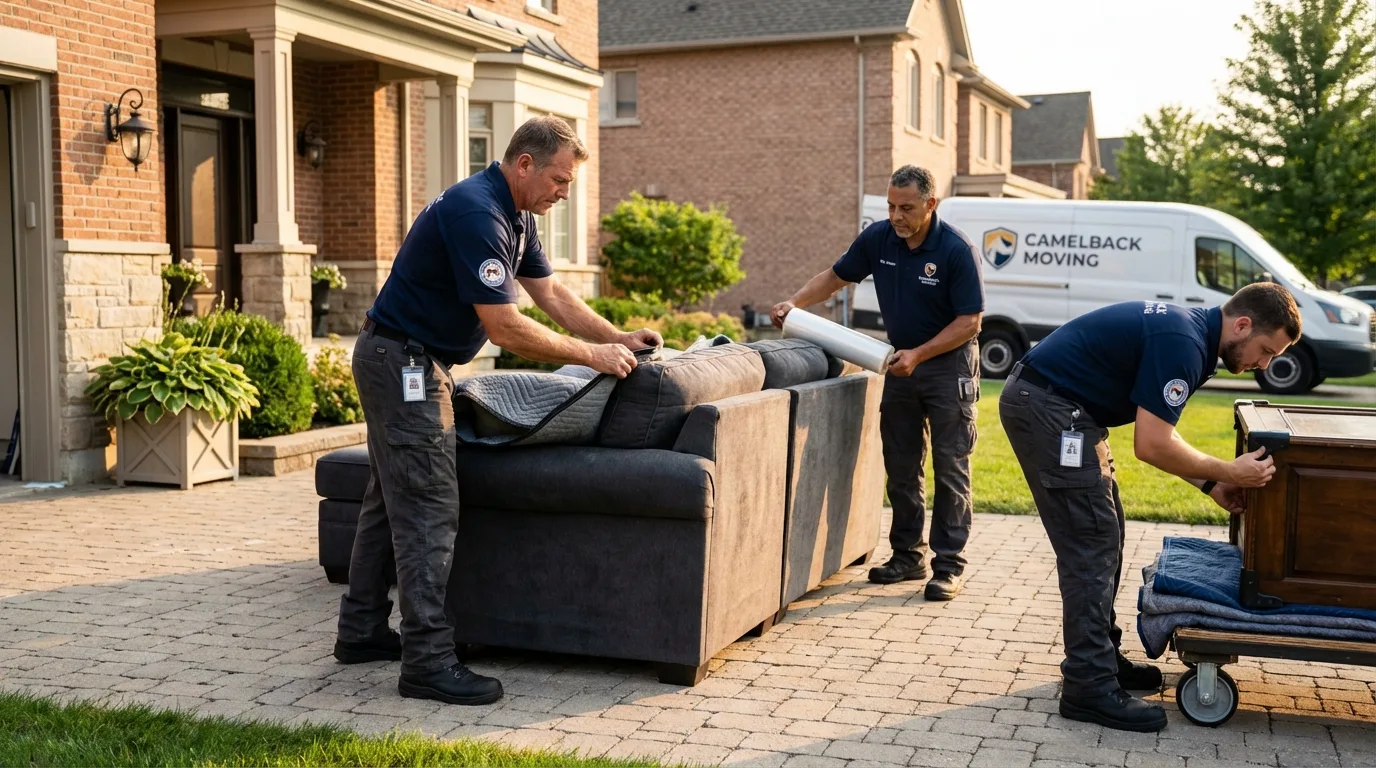 Large estate moving crew wrapping furniture in Corydon, IN